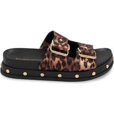 BCBGeneration Bamba Footbed Slip-On Sandals - Brown/Black Leopard Print