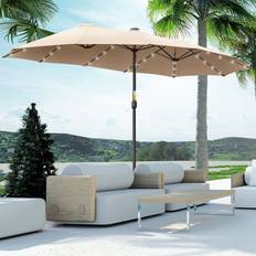 Sombrillas y Accesorios OutSunny Sombrilla Doble de Jardín 450x265x240 cm Beige