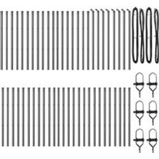 Silver Fence Poles vidaXL Fence Posts 52 Pcs Grey Ø32 mm 100 cm Galvanised Steel