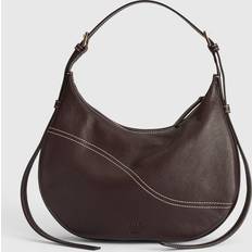Liveri Leather Shoulder Bag - Walnut Contrast Stitch