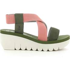 Green - Women Heeled Sandals Fly London Women's Yabi Wedge Heel Sandals - Army Green