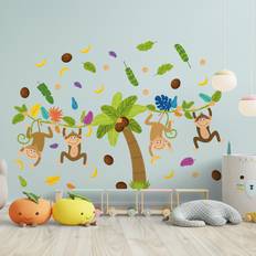 Walplus Kids Colourful Jungle with Happy Monkeys Self Adhesive Wall Stickers 150 x 121 cm