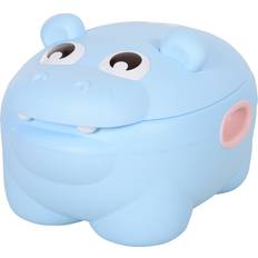 Orinales y Taburetes Homcom Orinal Infantil en Forma de Hipopótamo 2 en 1 con Tapa Cubo Extraíble y Cepillo Inodoro para Aprender 25 kg 40 x 30 x 23 cm