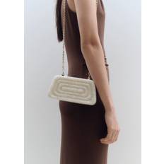 Hvid Clutch tasker Mango Clutch Taske Med Perler - Lys Beige