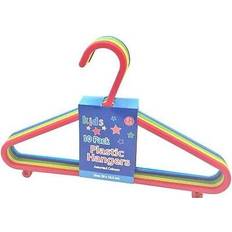 HQ Pack of 10 Child Friendly Plastic Multi Coloured Hangers with Hooks