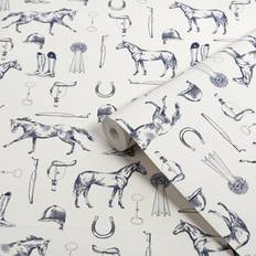 Joules Sketched Equestrian Print Matte Wallpaper 10m x 52cm