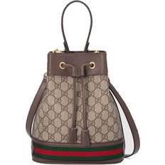 Gucci Handbags Gucci Ophidia Logo Stripe Webbing Canvas Drawstring Handbag - Brown Classic