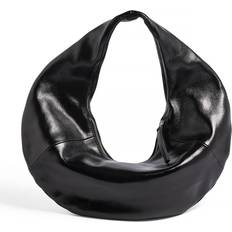 NA-KD Rounded Glossy Leather Bag - Sort