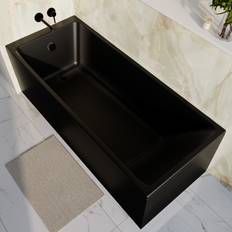 Black Built-In Bathtubs Malden Matt Black Square Single Ended Bath 1700 x 700mm