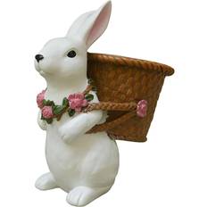 Trädgård & Utemiljö Konnwei Outdoor Courtyard Rabbit Flower Pot Decoration Garden Ornaments Decor White