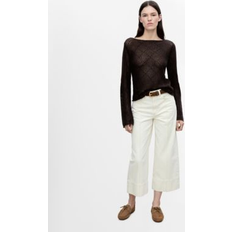 Boat Neck Tops Mango Ethiopia Open Knit Jumper - Chocolate