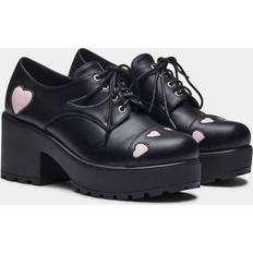 Multifärgade Pumps KOI Rockabilly Hög Klack Tennin Heart Shoes - Svart/Rosa