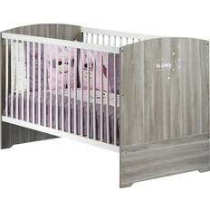 Baby Price Convertible Baby Bed 140 x 70 cm Babyprice Smile Flint Oak White