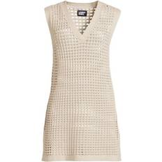 Cotton - Women Swimsuit Cover-Ups & Sarong Wraps Lands' End Plus Size Open Knit Cover-up Dress - Washed Sand