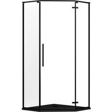 Black Shower Corner GoodHome Ezili Clear Left Shower Enclosure and Tray 195cm 89cm