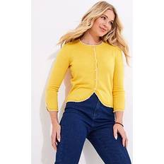 Women - Yellow Cardigans Joe Browns Women's Sylvie Tulip Sleeve Fine Knit Cardigan - Yellow