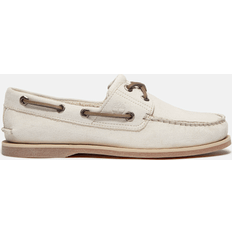 Beige - Men Boat Shoes Timberland Classic Grey Leather Boat Shoes - Flat