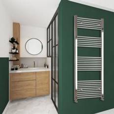 Heated Towel Rails Aica 800 x 600 mm Chrome Straight Central Heating Towel Rail Radiator