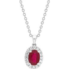 Ruby Necklaces C W Sellors Platinum Ruby Diamond Oval Cluster Pendant Necklace
