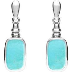 Turquoise Earrings C W Sellors Sterling Silver Turquoise Oblong Bottle Top Drop Earrings - Silver
