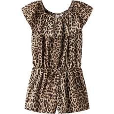 Polyester Playsuits Børnetøj Name It Printet Playsuit - Creme/Mørkebeige/Sort