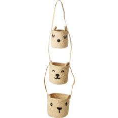Rice Raffia 3-Tier Hanging Förvaring Med Animal