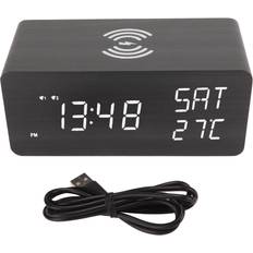 Alarm Clocks Tooarts Wooden Digital Alarm Clock with Wireless Charging