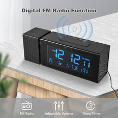 Alarm Clocks Tooarts Multi-functional Digital Alarm Clock LCD Screen 7 Backlight Colors Black