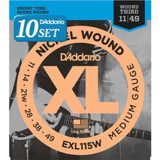 D'Addario Electric Guitar Strings Nickel 3 Strings Wrapped EXL115W x 10 Set