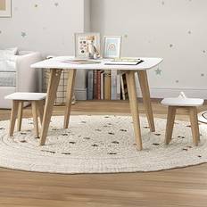 MDF Furniture Set Aiyaplay 2 Seater White Kids Table and Chair Set