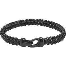 Smycken Nialaya Men's Total Black Woven 8mm Box Chain Bracelet Herr Armband - Black