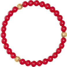 Nialaya Dam Armband Nialaya 6mm Red Jade Bracelet With Gold Balls Herr Armband - Red Jade