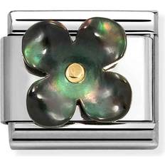Smycken Nomination Black Mother of Pearl Flower Charm - Silver