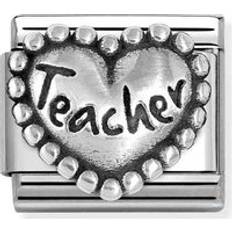Smycken Nomination Classic Silver Teacher Beaded Heart Charm