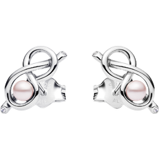 Pandora Infinity Knot Stud Earrings - Silver/Pink/Transparent