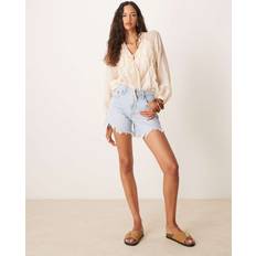 Abercrombie & Fitch Blue Shorts Abercrombie & Fitch High Rise Destroy Dad Denim Short Light Wash - Blue