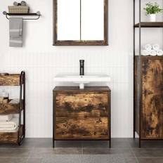 Bathroom Furniture vidaXL Bathroom Basin Cabinet with Drawers Smoked Oak 60 x 34.5 x 60 cm