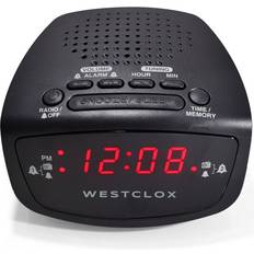 Alarm Clocks Westclox Digital FM Radio Clock with Adapter Black