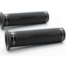 Red Motorcycle Handle Mounts Barracuda Ring Handlebar Grips - Black/Green