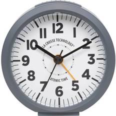 Alarm Clocks LA CROSSE TECHNOLOGY Round Gray Atomic Analog Alarm Clock 4 in