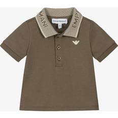 Brown Polo Shirts Children's Clothing Emporio Armani Boys Brown Cotton Eagle Logo Polo Shirt - Brown