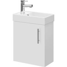 Compact Gloss White 400mm Wall Mounted Vanity Unit