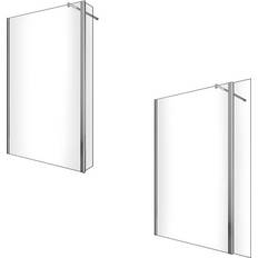 Docce Parete Doccia Walk In Anta Mobile Paraspruzzi Vetro Temprato 8mm H 200 cm Misura 100 cm Lastra + 40 cm Antina