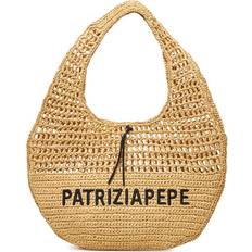 Patrizia Pepe Crochet Hobo Bag with Embroidery - Yellow