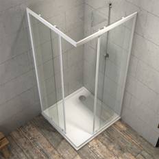 Docce Box Cabina Doccia Angolare Corner Due Ante Scorrevoli Cristallo Temprato Trasparente 86.5-89.5x86.5-89.5x185 cm