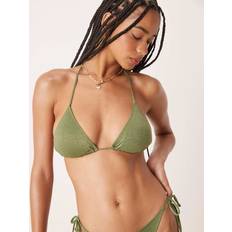 Elastane/Lycra/Spandex Bikini Tops Stradivarius Textured Bikini Top - Khaki