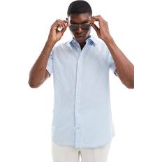 Jack & Jones Linen Short Sleeved Shirt Light Blue