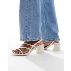 Stradivarius Cross Strap Heeled Sandal - Ecru