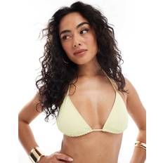 Women - Yellow Bikini Tops Monki Mix And Match Tie Up Triangle Bikini Top - Yellow