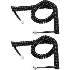 Landline Phones Uxcell 2 Pack Phone Cord For Landline 1.7ft RJ9 4P4C Telephone Handset Cord Black